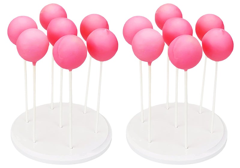 NANGOPOP 2 Pack Cake Pop Stand - حامل مصاصات خشبي ذو 7 فتحات يعرض حلوى مستديرة أو حامل مصاصة لحفلات الزفاف وأعياد الميلاد باللون الأبيض - Image 1